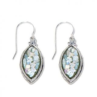 Noa Zuman Jewelry Designs Marquise Shaped Roman Glass Sterling Silver Drop Earr   7634647