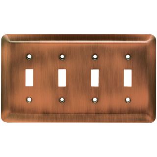 Brainerd 4 Gang Brushed Copper Toggle Wall Plate