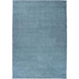 Well Woven Madison Shag Plain Light Blue 3 ft. 3 in. x 5 ft. 3 in. Modern Solid Area Rug 7041
