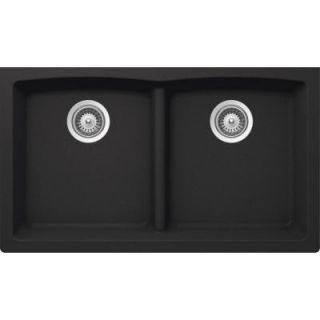SCHOCK EDO Undermount Composite 33 in. 0 Hole 50/50 Double Bowl Kitchen Sink in Onyx EDON200YU010