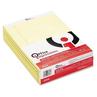 Office Impressions Perforated Pads Lgl Rule Ltr Canary 50 Sheet Pads