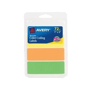 Avery Removable Color Coding Labels, 1 x 3 inch, 72 pack   Office