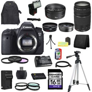 Canon EOS 6D DSLR Camera Body with EF 50mm f/1.8 II and EF 75 300mm f