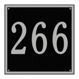 Whitehall Products Square Estate Wall 1 Line Address Plaque   Black/Silver 2116BS
