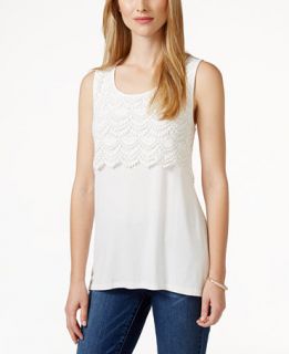 Style & Co. Crochet Yoke High Low Top, Only at Macys