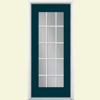 Masonite 32 in. x 80 in. 15 Lite Painted Steel Prehung Front Door with Brickmold 29197