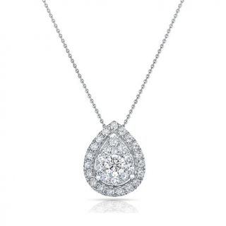 Diamond Couture 14K White Gold 1ct Diamond Pear Framed Pendant with 18" Chain   7921262