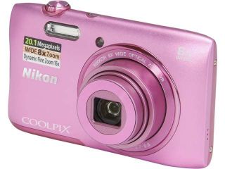 Nikon COOLPIX S3600 Pink 20.1 MP 8X Optical Zoom 25mm Wide Angle Digital Camera