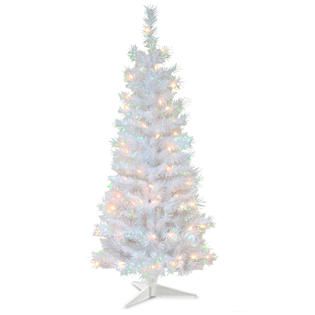 National Tree Company 4Ft White Iridescent Tinsel Tree with 70 Clear