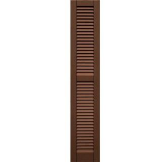 Winworks Wood Composite 12 in. x 66 in. Louvered Shutters Pair #635 Federal Brown 41266635