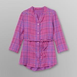 Route 66   Girls Belted Top   Plaid