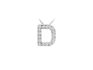 Classic D Initial Diamond Pendant : 14K White Gold   0.15 CT Diamonds