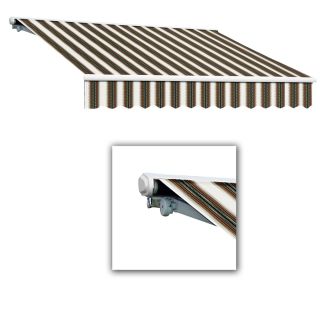 Awntech 288 in Wide x 122 in Projection Burgundy/Forest/Tan Stripe Slope Patio Retractable Manual Awning