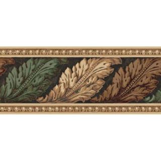 The Wallpaper Company 8 in. x 10 in. Earth Tone Architectural Leaves Border Sample WC1280680S