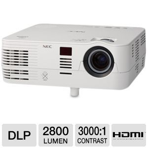 NEC VE281X XGA DLP Mobile Projector   2800 ANSI Lumens, 1024 x 768, 3000:1, HDMI, VGA, 7 Watt Speaker, 3D Ready    NP VE281X