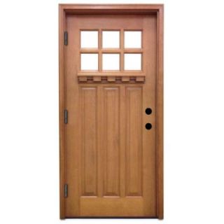 Steves & Sons 36 in. x 80 in. Craftsman 6 Lite Stained Mahogany Wood Prehung Front Door M3306 6 AW MJ 6ORH