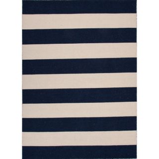 Handmade Flat Weave Stripe Pattern Blue/Ivory Rug (2 x 3