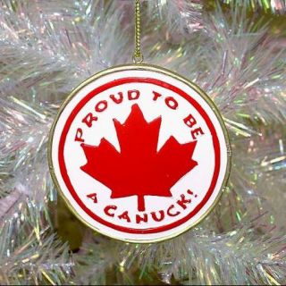 2.5" Red and White "Proud To Be a Canuck" Canadian Christmas Ornament #W30101