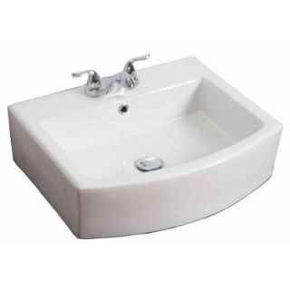 American Imaginations 22 in. W x 20 in. D Wall Mount Rectangle Vessel Sink In White Color For 4 in. o.c. Faucet AI 13 698