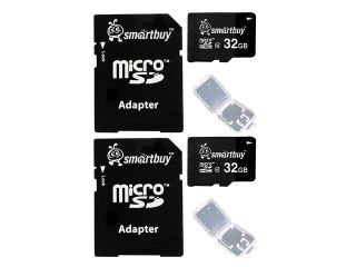 Smartbuy Micro SDHC Class 4 TF Flash Memory Card SD HC C4 For Camera Mobile Phone Tab GPS MP3 TV + Adapter + Mini Case (32GB   1 Pack)