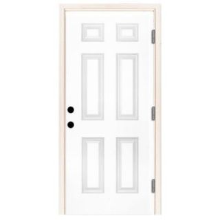 Steves & Sons 36 in. x 80 in. Premium 6 Panel Primed White Steel Prehung Front Door with 36 in. Left Hand Outswing and 4 in. Wall ST60 PR 30 4OLH