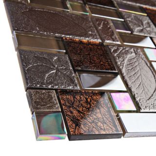 EliteTile Eden 11.75 x 11.75 Glass and Stone Mosaic Tile in Walnut