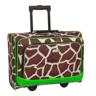 American Flyer Giraffe Green 17 inch Rolling Carry on Tote  