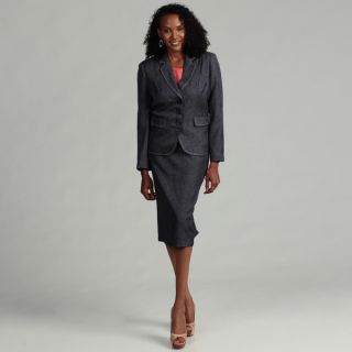Danillo Womens Navy Faux Denim Skirt Suit  ™ Shopping