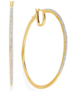 Diamond Oversized Hoop Earrings in 14k Gold over Sterling Silver or