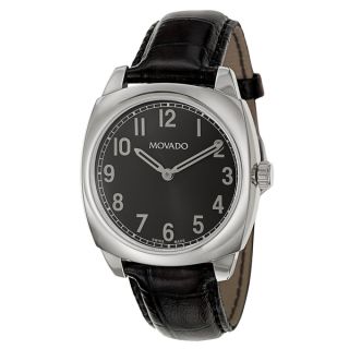 Movado Mens 0606586 Circa Black Leather Swiss Quartz Watch