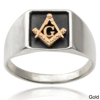 Vance Co. Mens 14k Goldplated Sterling Silver Masonic Ring