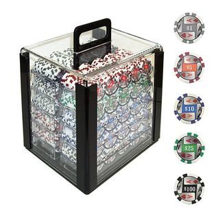 Trademark Poker 1000 4 Aces w/Denominations Poker Chips in Acrylic