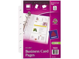 Business Card Pages, 7HP, 5 1/2"x8 1/2", 8 Slot/Pg, 5/PK, CL AVE76025