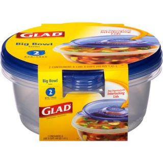 Glad Big Bowl Containers, 48 oz, 2 count, BPA Free