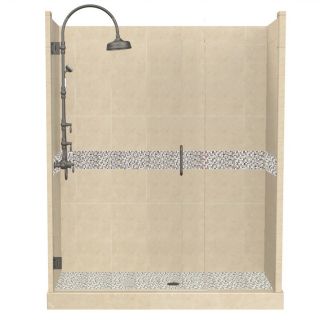 American Bath Factory Java Medium with Java Accent Fiberglass and Plastic Composite Wall and Floor Alcove Shower Kit (Actual: 86 in x 36 in x 60 in)