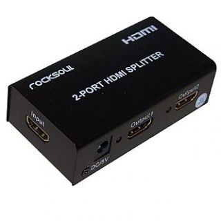 ROCKSOUL HM SP08SX12 HDMI 1 to 2 splitter, Black   TVs & Electronics