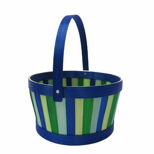 Easter Jubilee Bamboo Fence Basket Blue And Green Medium