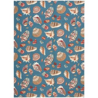 Waverly Sun and Shade Azure Rectangular Indoor/Outdoor Machine Made Area Rug (Common: 7 x 10; Actual: 93 in W x 130 in L)