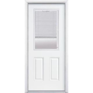 Masonite 36 in. x 80 in. Premium Half Lite Mini Blind Primed Steel Prehung Front Door with Brickmold 05194