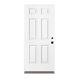 Therma Tru Benchmark Doors 6 Panel Insulating Core Left Hand Inswing White Fiberglass Primed Prehung Entry Door (Common: 36 in x 80 in; Actual: 37.5 in x 81.5 in)