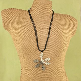 Handcrafted Pewter Silver and Antique Silver Snowflake Necklace (India