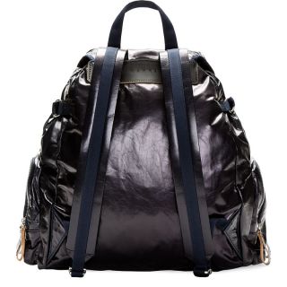 Marni Navy Glossy Leather Backpack