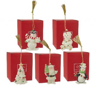 Lenox Set of 5 Porcelain Ornaments with Gift Boxes —