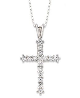 Diamond Cross Pendant Necklace in 14k White Gold (1/2 ct. t.w
