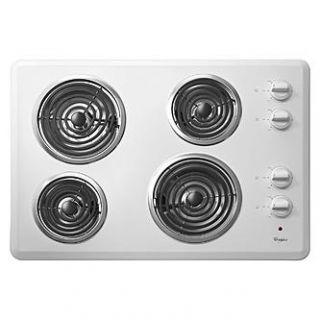 Whirlpool WCC31430AW 30 Electric Cooktop with Dishwasher Safe Knobs