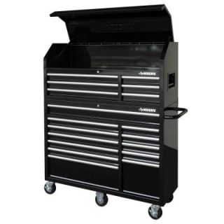 Husky 52 in. 18 Drawer Tool Chest and Rolling Tool Cabinet Set, Black HOTC5218B1QES