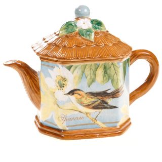 Certified International Botanical Birds Teapot   Shopping