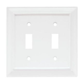 Hampton Bay Wood Architectural 2 Toggle Switch Wall Plate   White W10763 WH UH