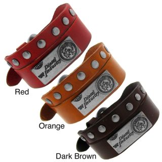 Silvertone and Colored Leather Diesel Industry Bracelet  
