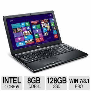 Acer TravelMate TMP455 M 5406 Notebook PC   Intel Core i5 4200U 1.6GHz Dual Core, 8GB DDR3L, 128GB SSD, 15.6 Display, Windows 7 Professional/Windows 8.1 Pro 64 bit   NX.V8MAA.006